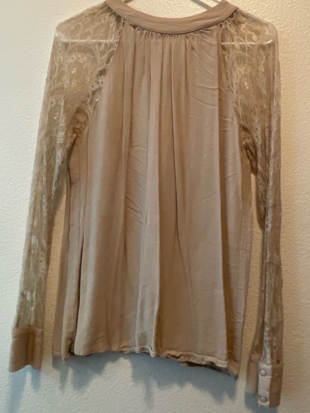 Beige Lace Sleeve Blouse